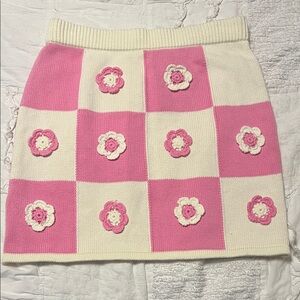 NWT entro Knitty Knit pink skirt Knit Skirt - Pink and Cream, size large